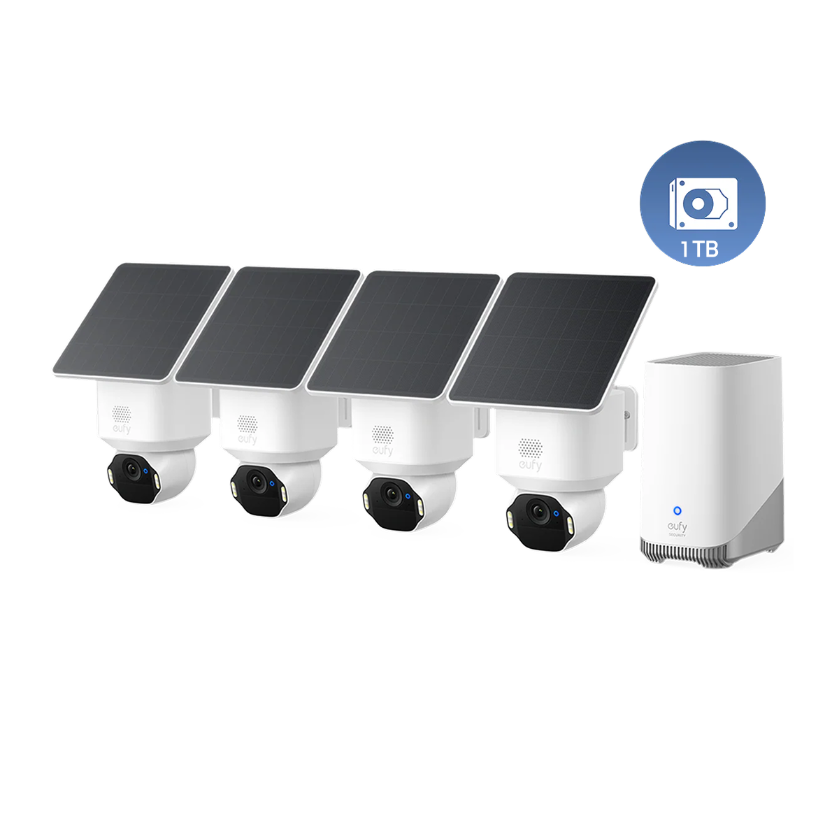 eufy Security SoloCam E42 4-Cam Kit (HomeBase S380) + 1 TB Hard Drive