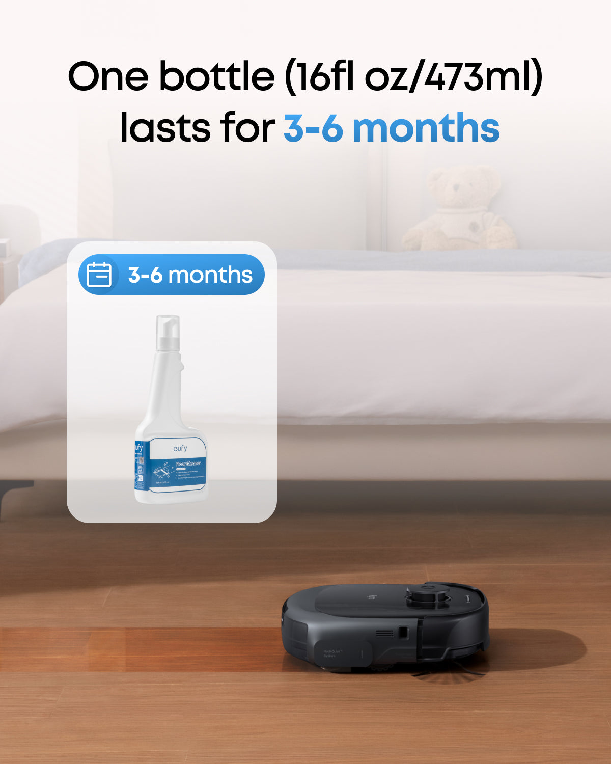 eufy Robovac Floor Cleaning Solution, Ready to Use, 473 ml, Floor Cleaner, Safe, Compatible with E28/X12 pro/C28