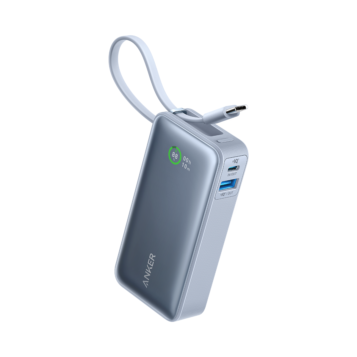 Anker Nano Power Bank, 10,000mAh with Built-In USB-C Cable, 30W Fast Charging