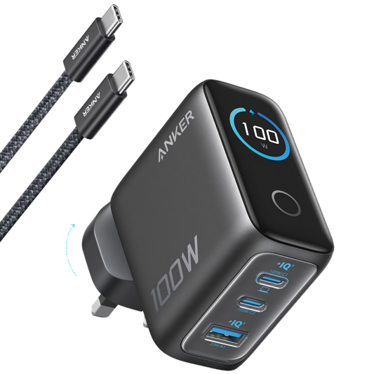 Anker Charger (100W, 3 Ports, Smart Display)
