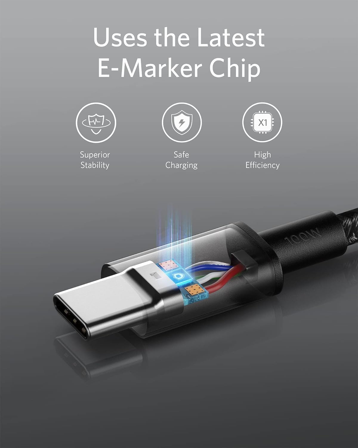 Anker USB-C to USB-C Charging Cable (1.8m Nylon), 100W USB 2.0