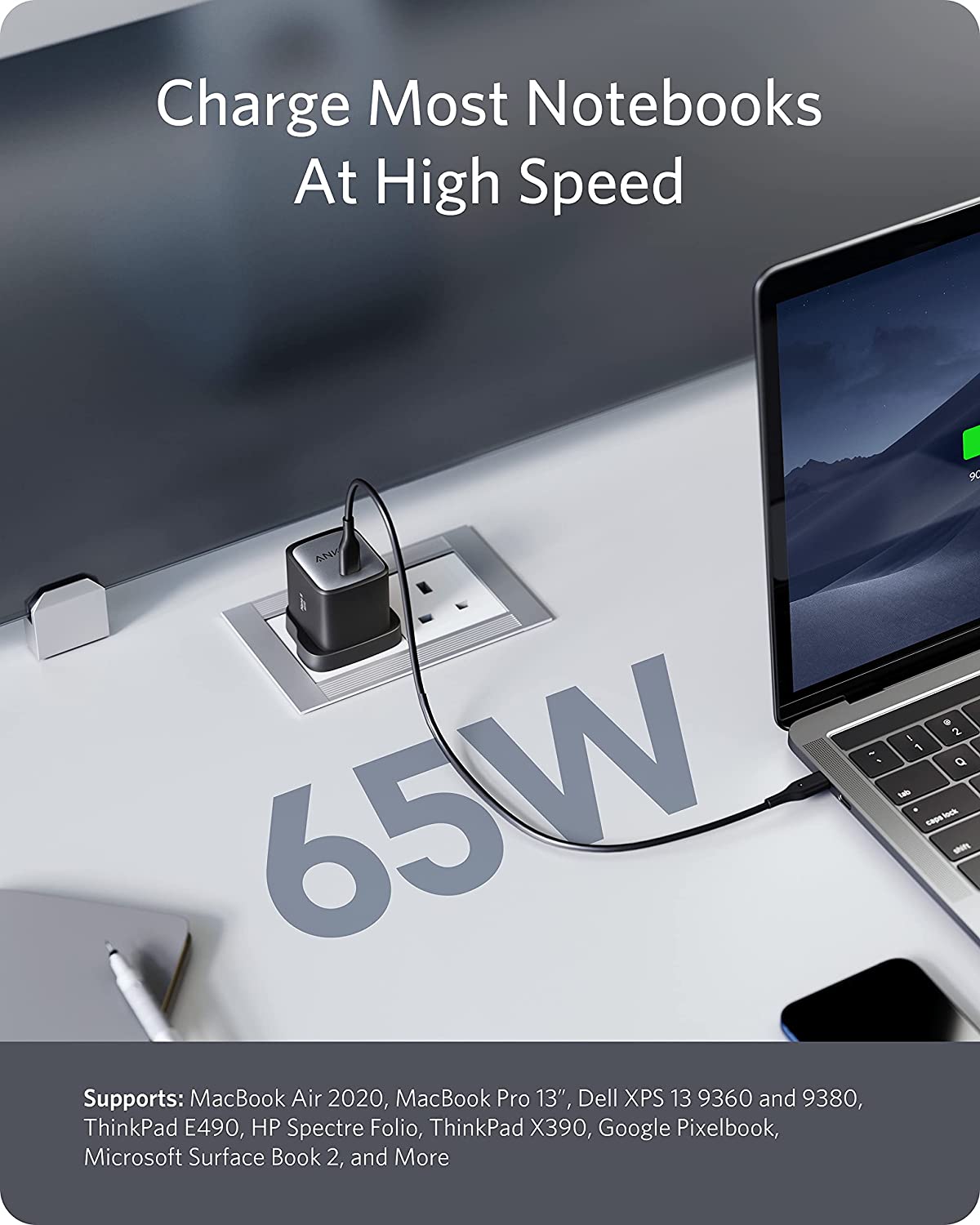 Anker <b>715</b> Charger (Nano II 65W), Fast Charging, Compact Charger