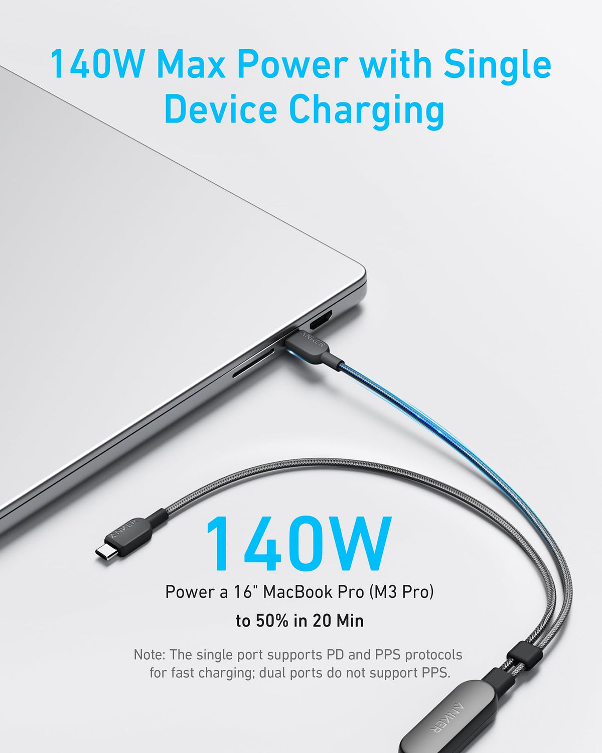 Anker Laptop Power Bank (25K, 165W, Built-In and Retractable Cables) + 2-in-1 USB C to USB C Cable (140W)