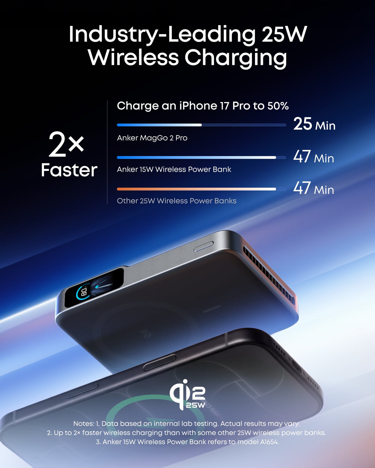 Anker MagGo Power Bank 2 Pro, Qi2 25W 10,000mAh Battery with Cooling Fan