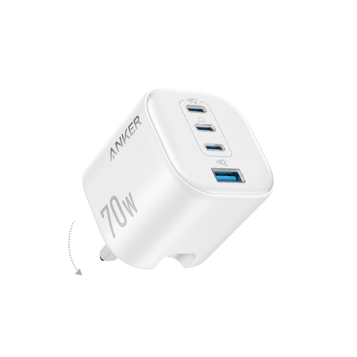 Anker Zolo Charger, 4-Port Folable Wall Adapter with Ultra-Fast 70W Output