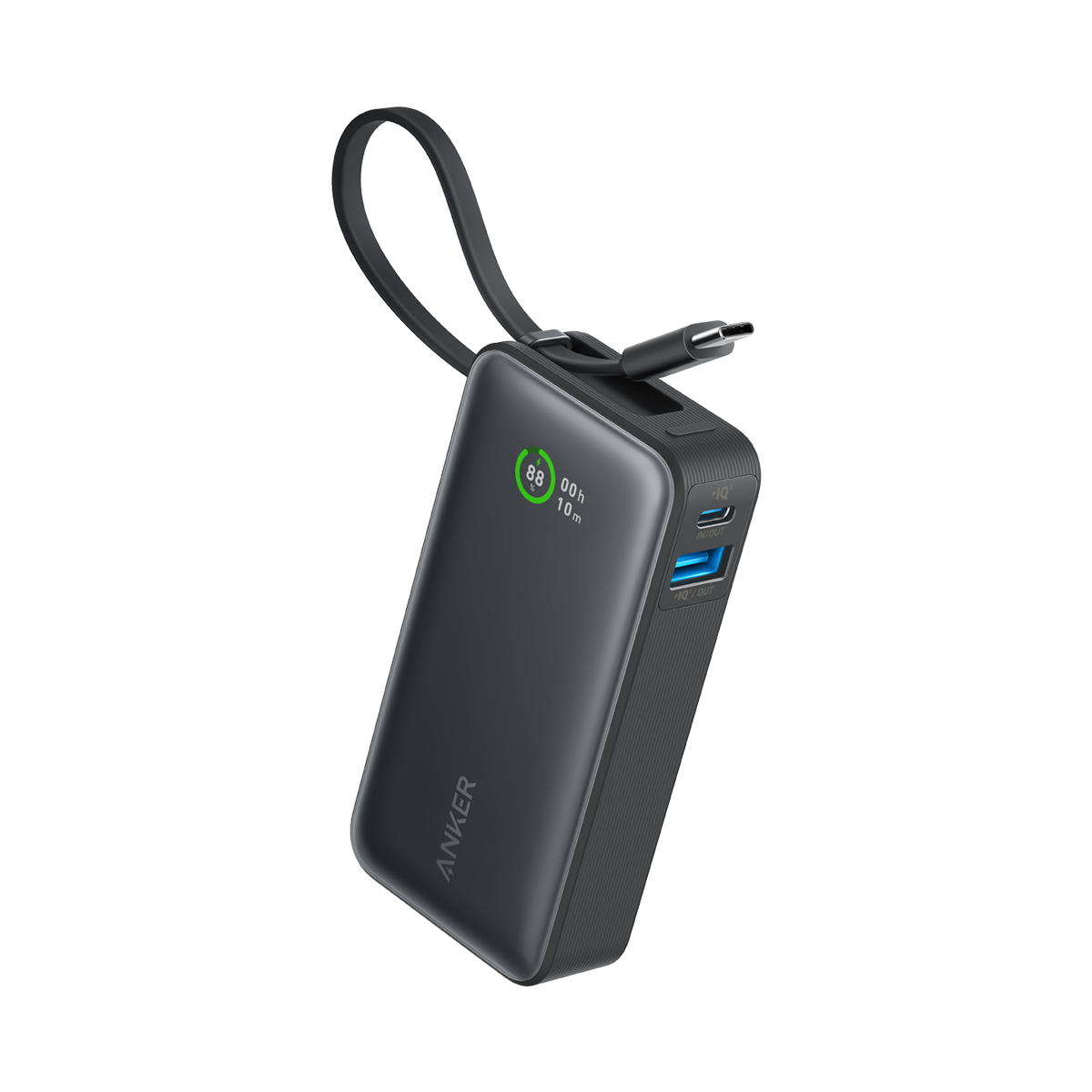 Anker Nano Power Bank, 10,000mAh with Built-In USB-C Cable, 30W Fast Charging
