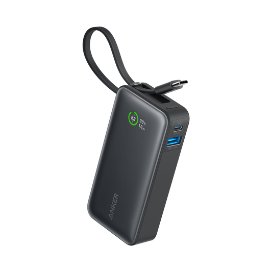 Anker Nano Power Bank, 10,000mAh with Built-In USB-C Cable, 30W Fast Charging