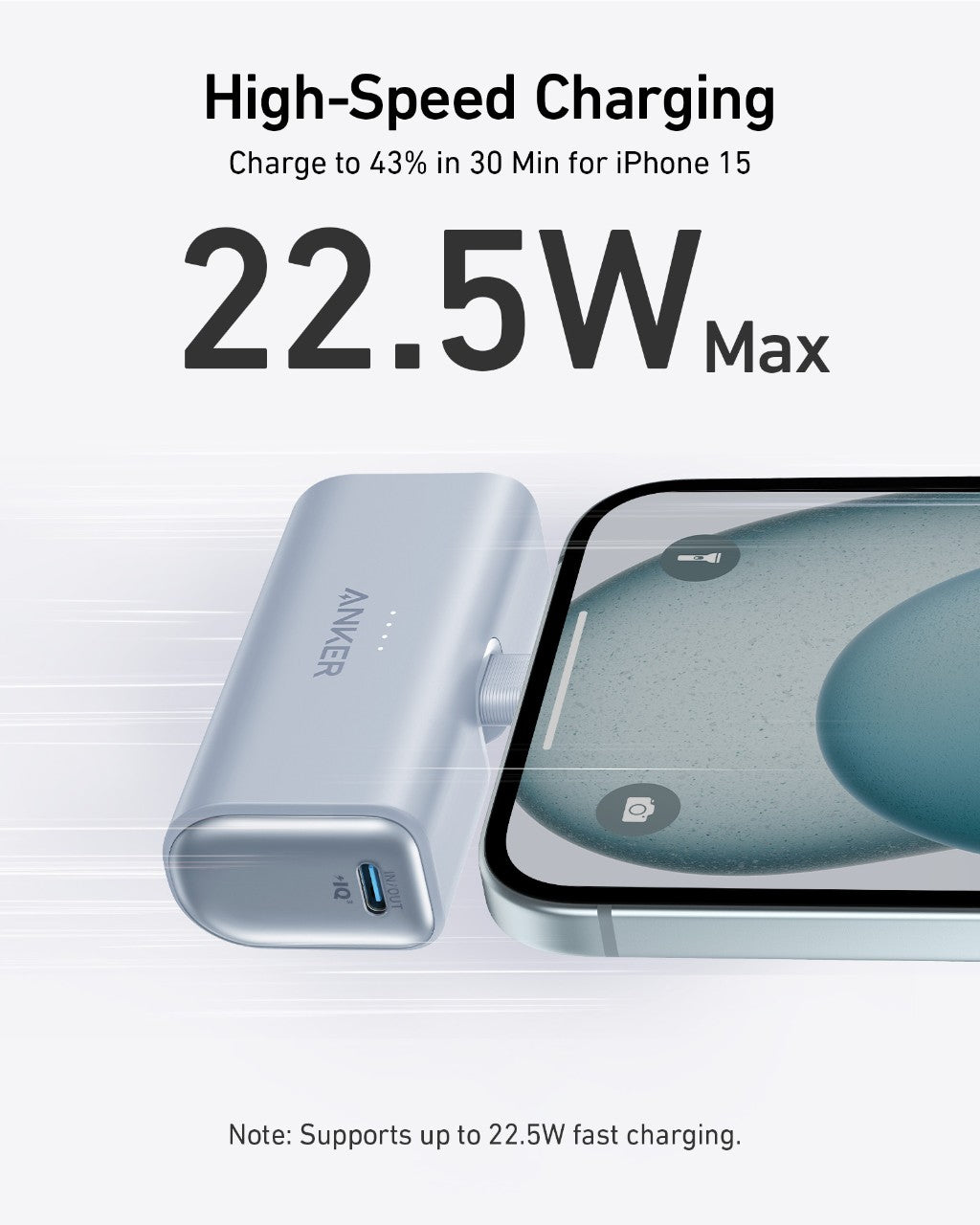 Anker Nano Power Bank, 5,000mAh with Built-In Foldable USB-C Connector