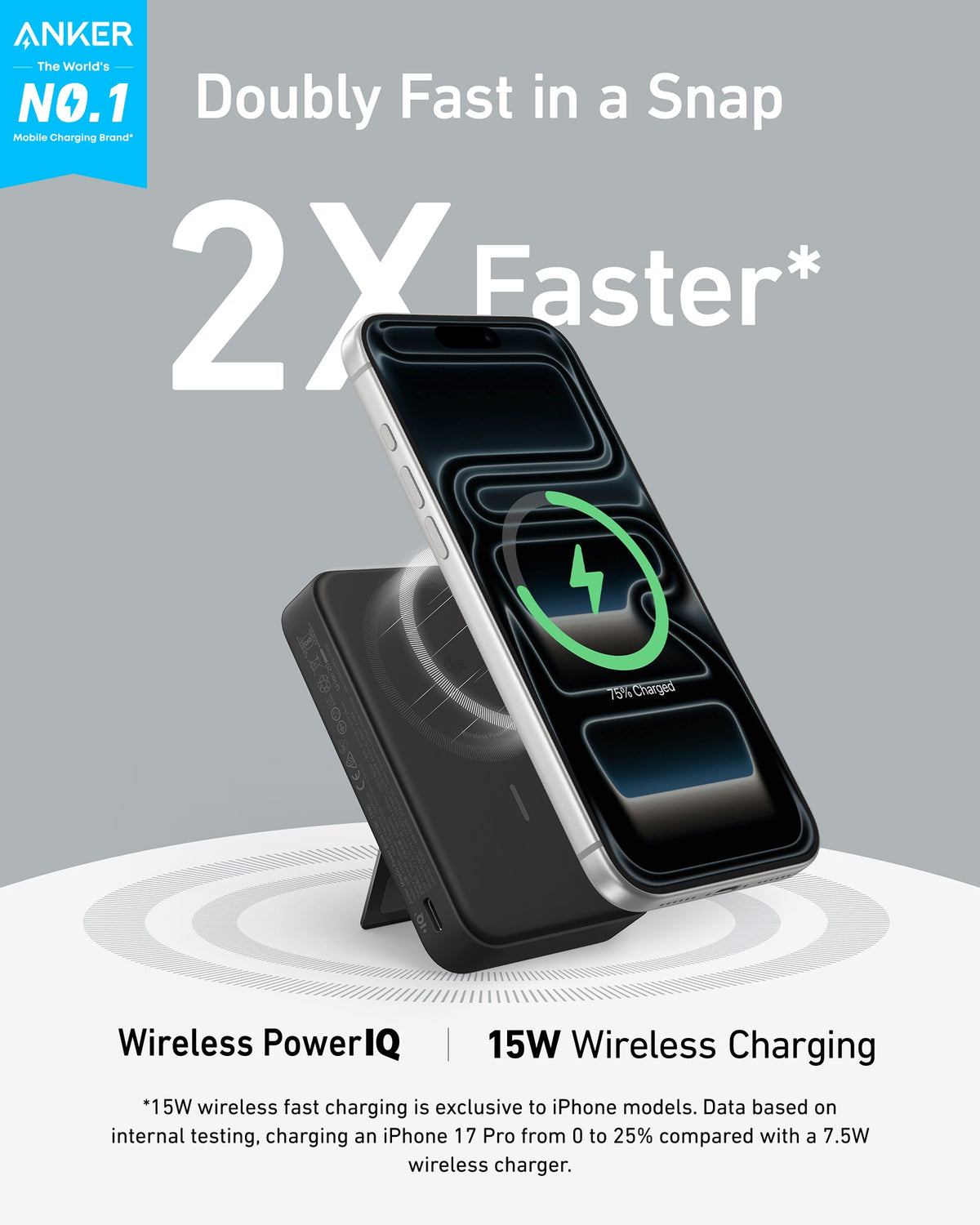 Anker MagGo Power Bank (10,000mAh), Qi2 15W Ultra-Fast Wireless Charging
