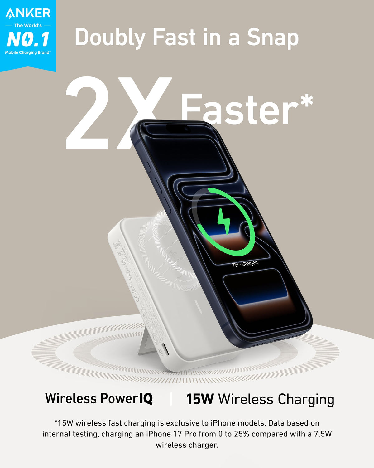 Anker MagGo Power Bank (10,000mAh), Qi2 15W Ultra-Fast Wireless Charging