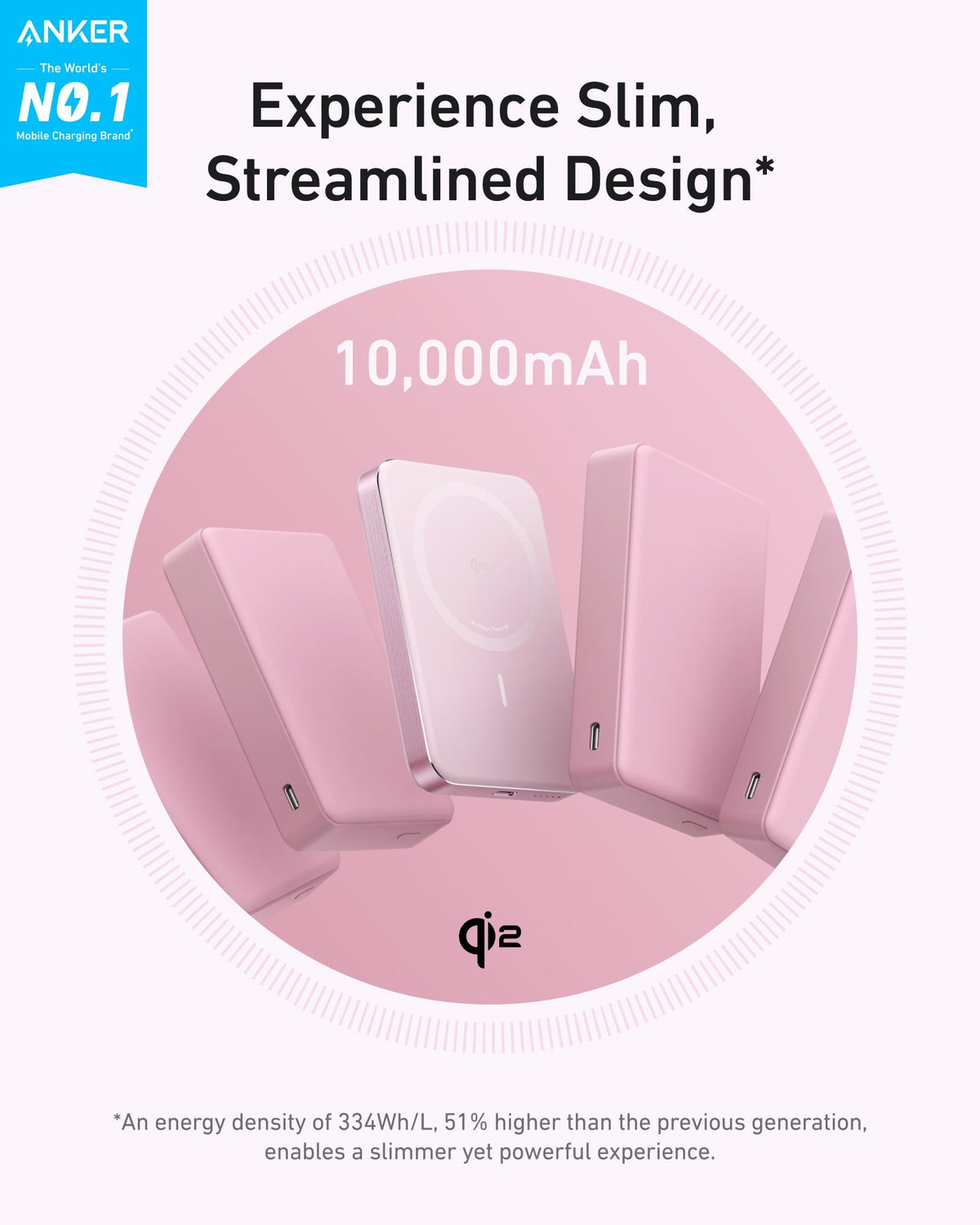 Anker MagGo Power Bank, 10,000mAh Wireless Charger, Ultra-Slim, 15W Fast Charging