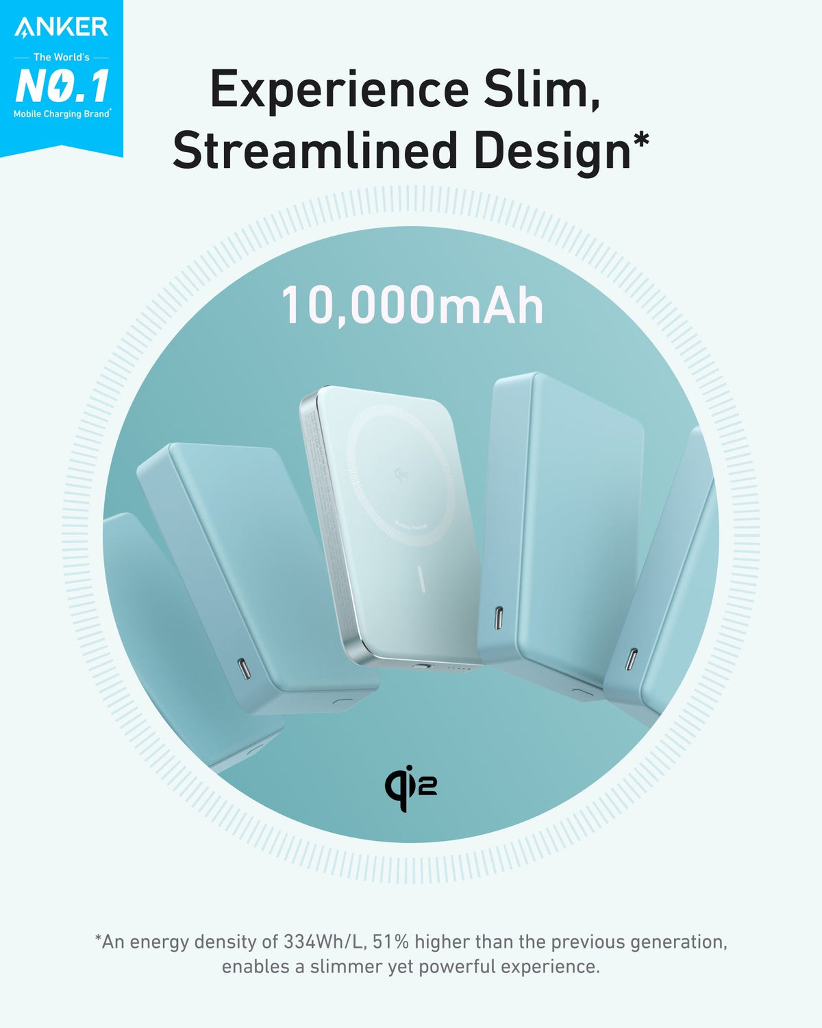 Anker MagGo Power Bank, 10,000mAh Wireless Charger, Ultra-Slim, 15W Fast Charging