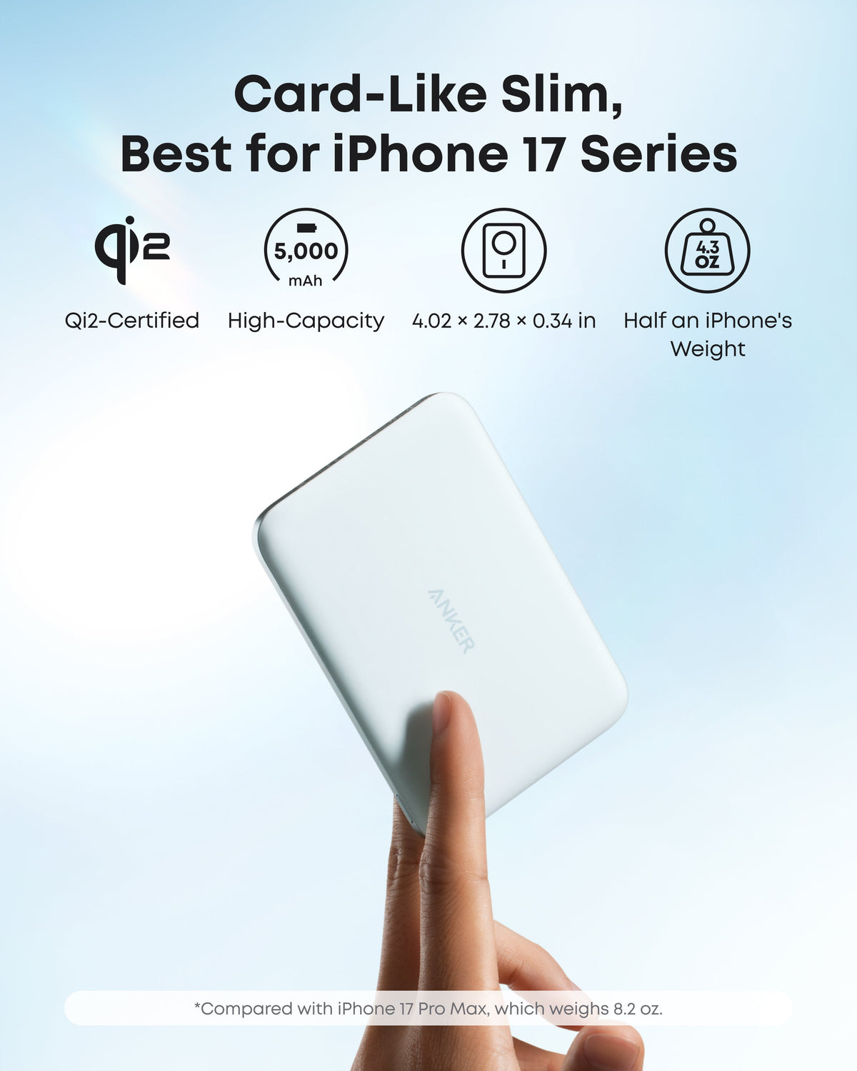 Anker Nano Power Bank, 5,000mAh Wireless Charger, Ultra-Slim, 15W Fast Charging｜2-Pack