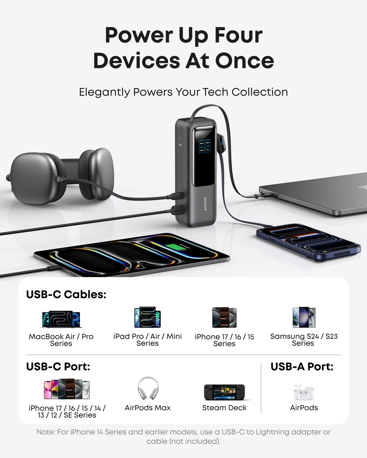 Anker Laptop Power Bank (25K, 165W, Built-In and Retractable Cables) ｜2-Pack