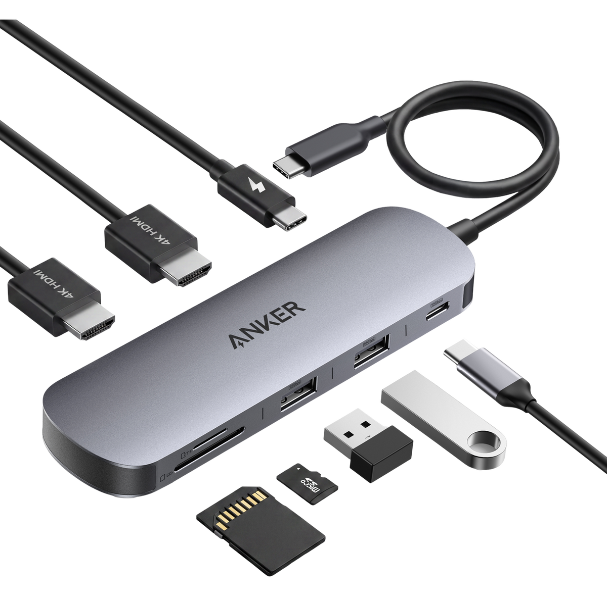 Anker Nano USB-C Hub (8-in-1, Dual Display), 10 Gbps Speed ｜2-Pack
