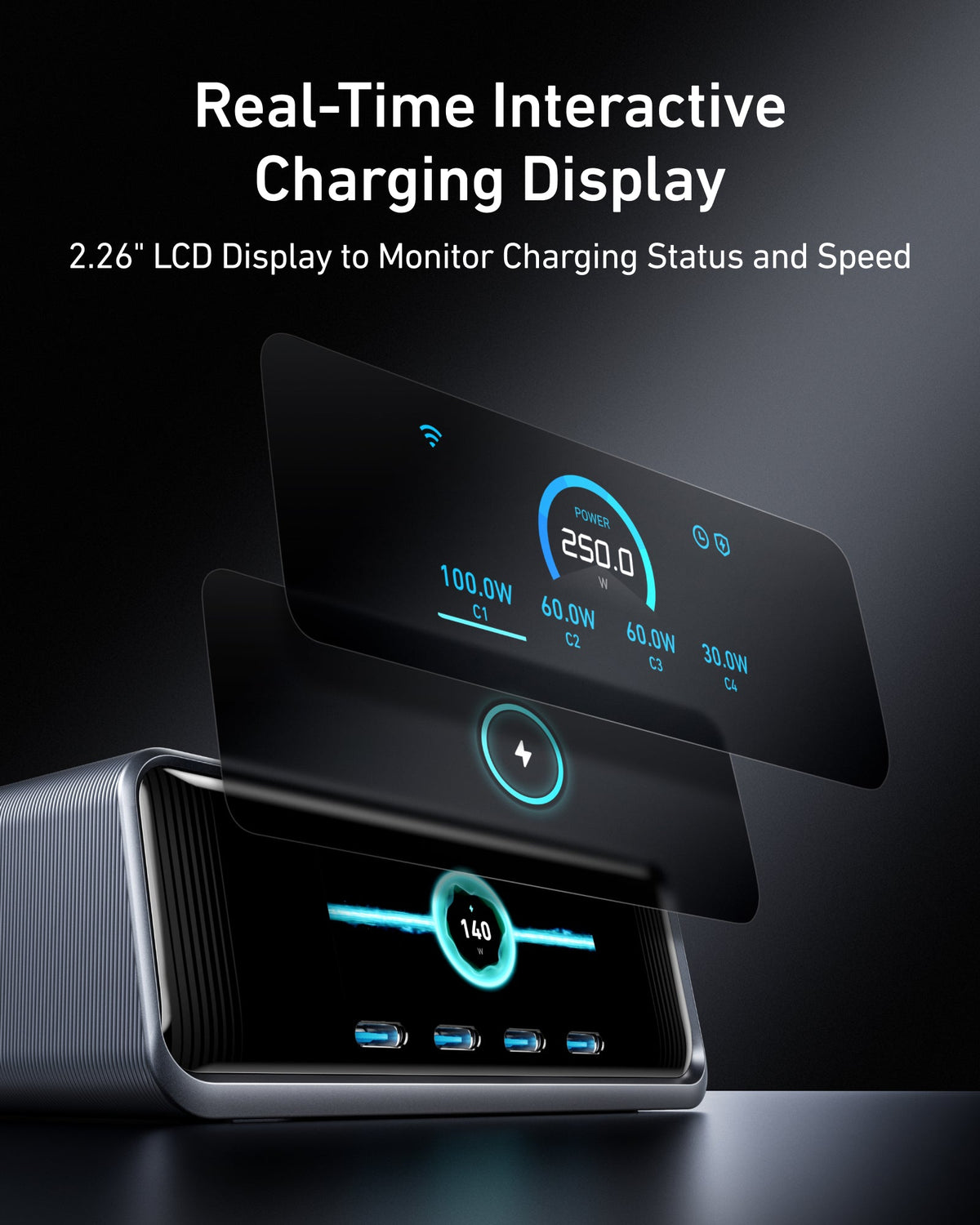 Anker Prime Charger (250W, 6 Ports, GaNPrime) and USB-C to USB-C Cable (240W, Upcycled-Braided)