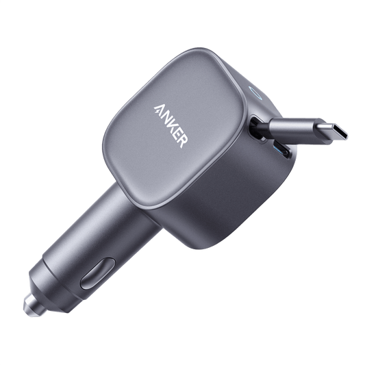 Anker USB-C Car Charger(75W Max Ultra-Compact Type-C Fast Car Charger with Built-In Retractable Cable)