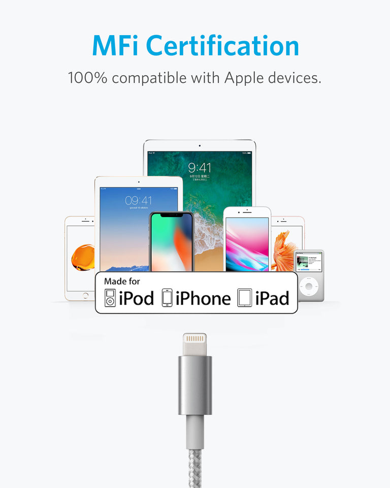 Anker <b>331</b> USB-A to Lightning Cable (1.8m Nylon), MFi Certified