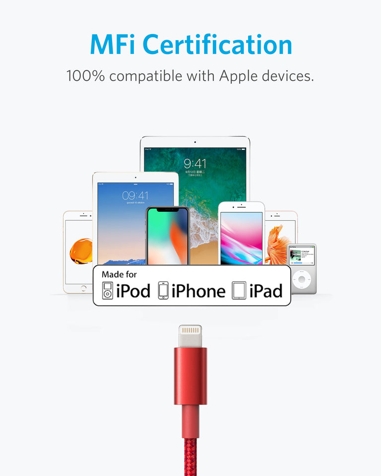 Anker <b>331</b> USB-A to Lightning Cable (1.8m Nylon), MFi Certified