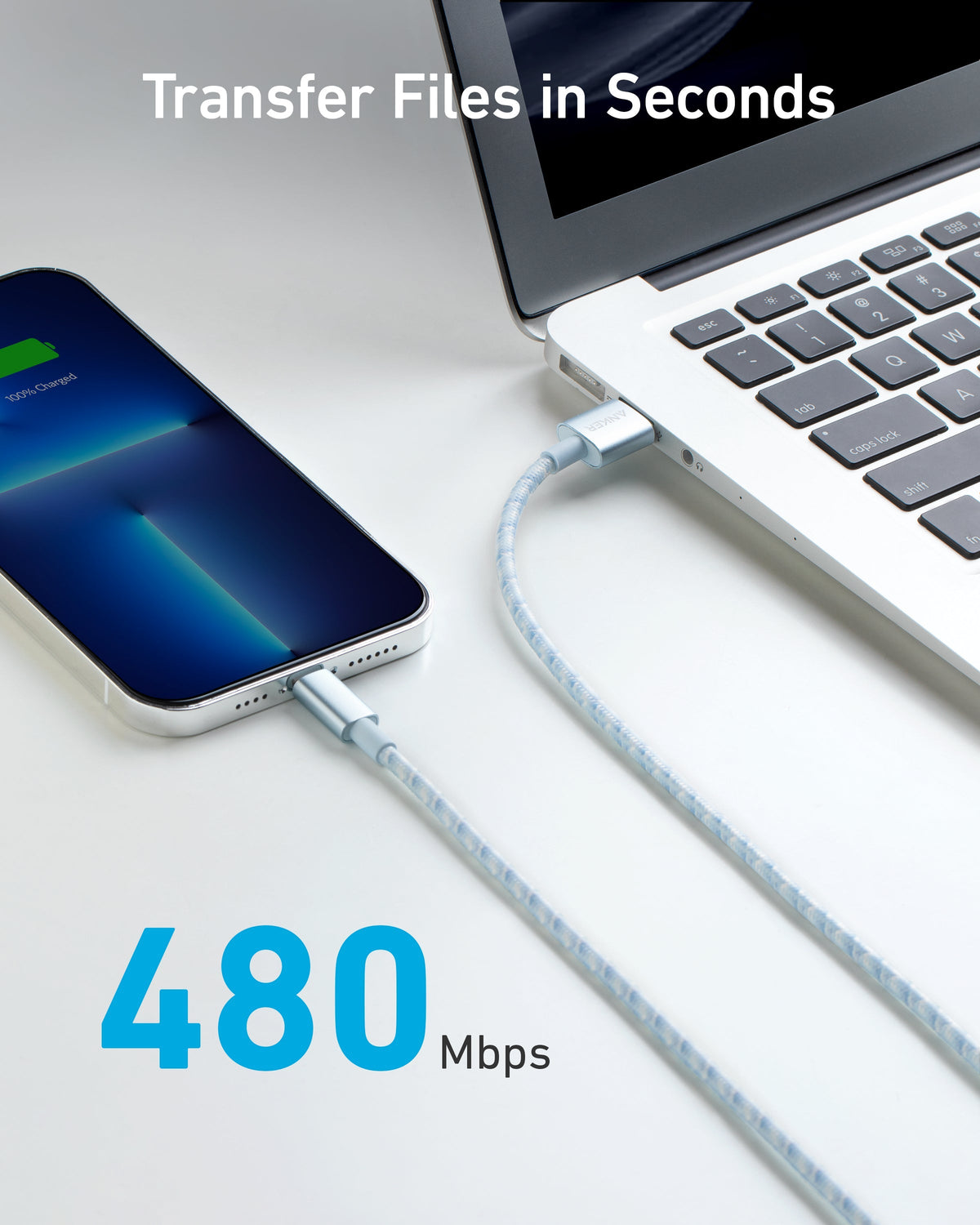 Anker <b>331</b> USB-A to Lightning Cable (1.8m Nylon), MFi Certified