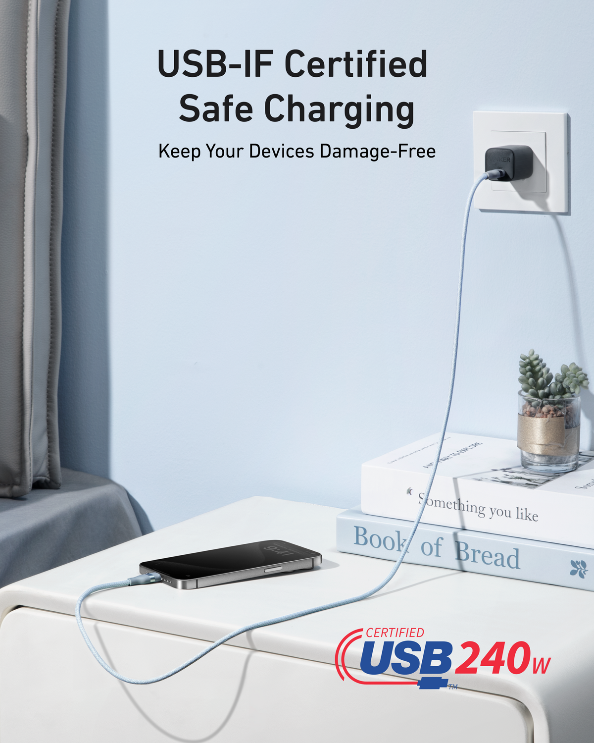 Anker USB-C to USB-C Cable (240W, Upcycled-Braided)