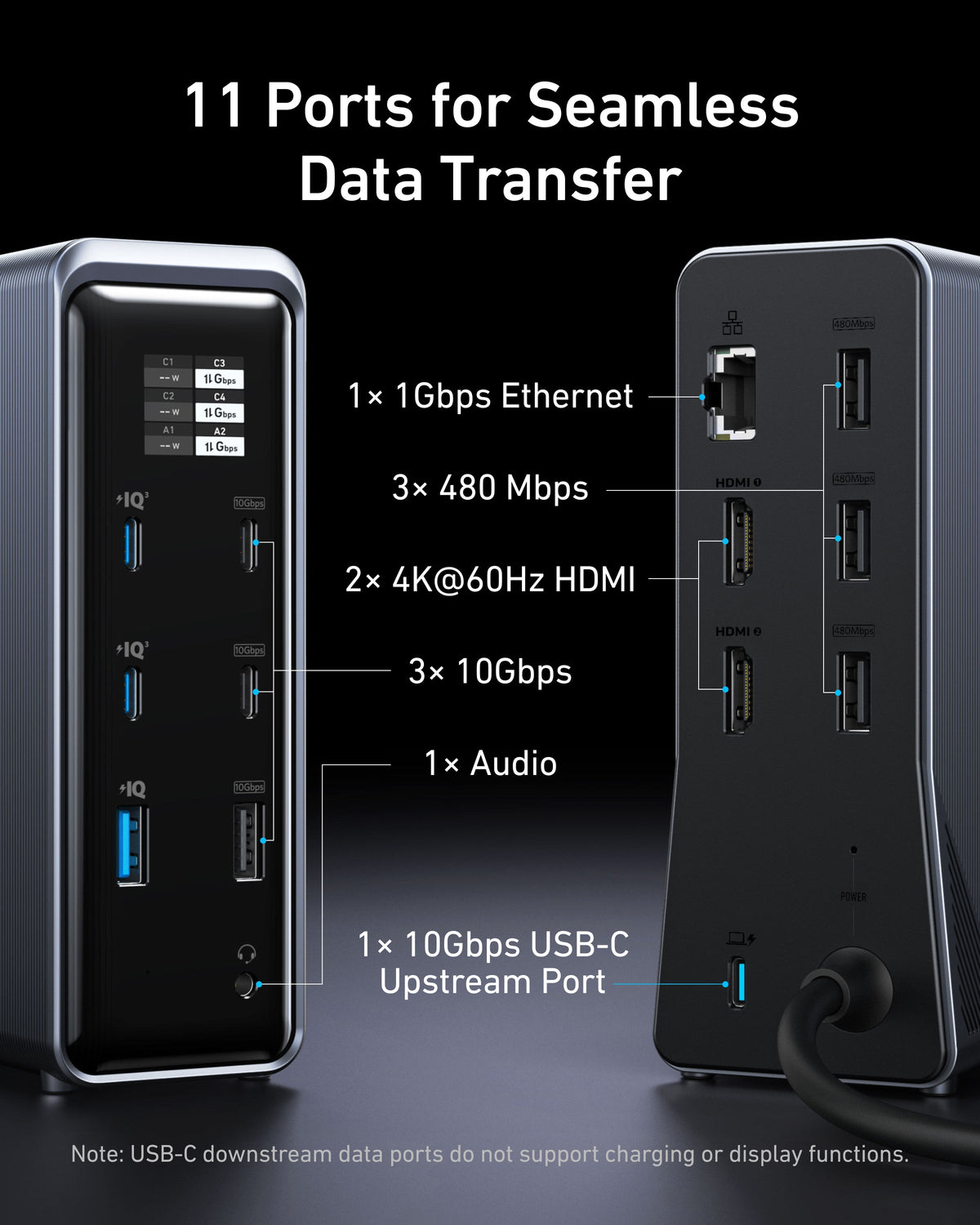 Anker Prime Charging Docking Station (14-in-1, Dual Display, 160W) + Thunderbolt 4 Cable USB C to USB C (3.3 ft, 40Gbps, 240W)