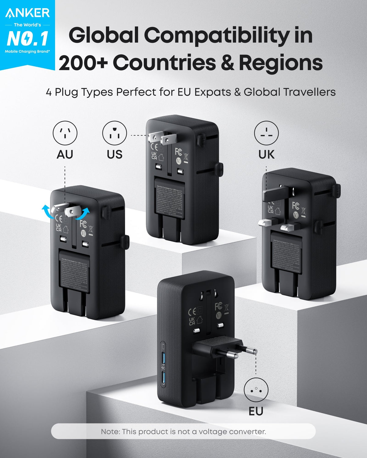 Anker Prime Wireless Charging Station (3-in-1, MagGo, AirCool, Foldable) + Anker Nano Travel Adapter (5-in-1, 20W)