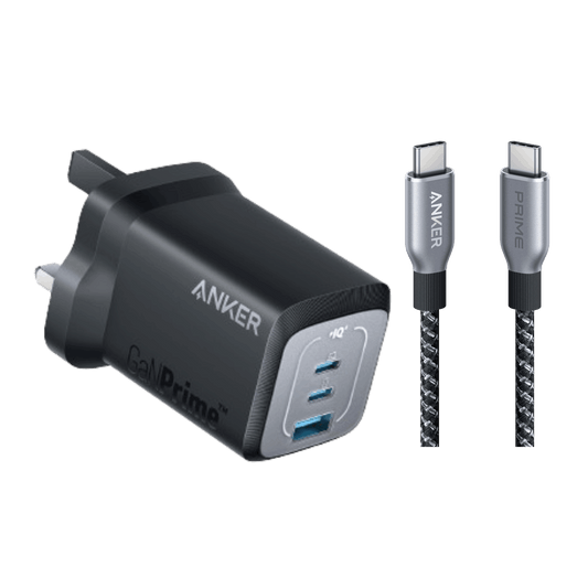 Anker Prime 67W GaN Wall Charger (3 Ports) with Anker Prime USB-C to USB-C Cable (6 ft)