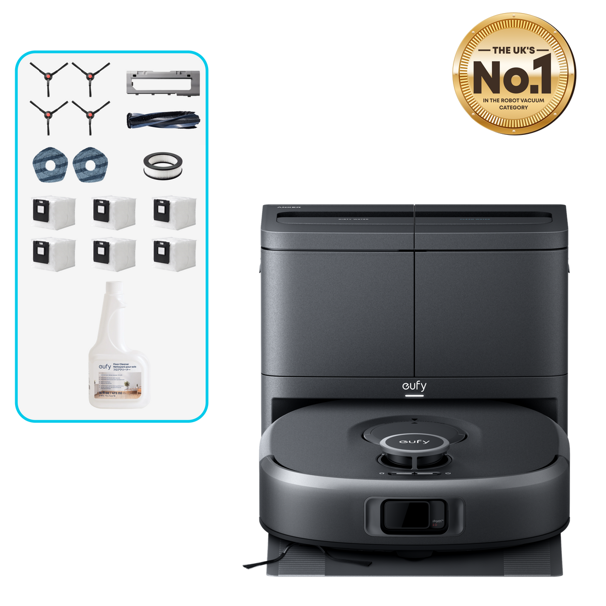Anker eufy C30 Robot Vacuum and Mop Combo with Replacement Kit and 1 Floor Cleaning Solution