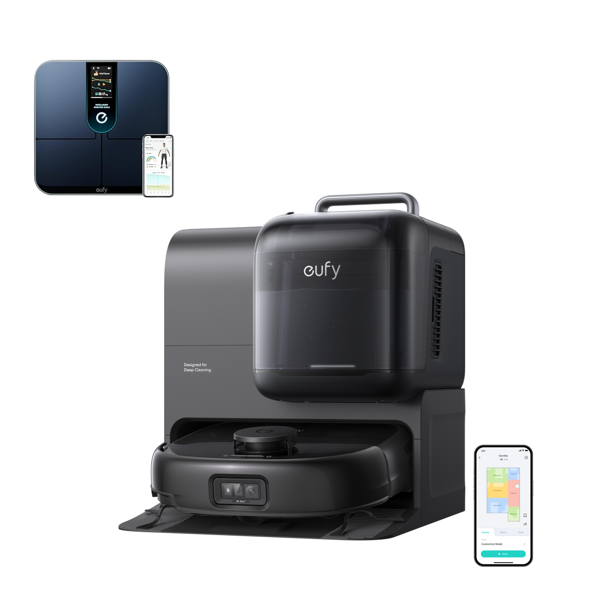 eufy Omni E28 Robot Vacuum and Mop with Portable Deep Cleaner + Smart Scale P3