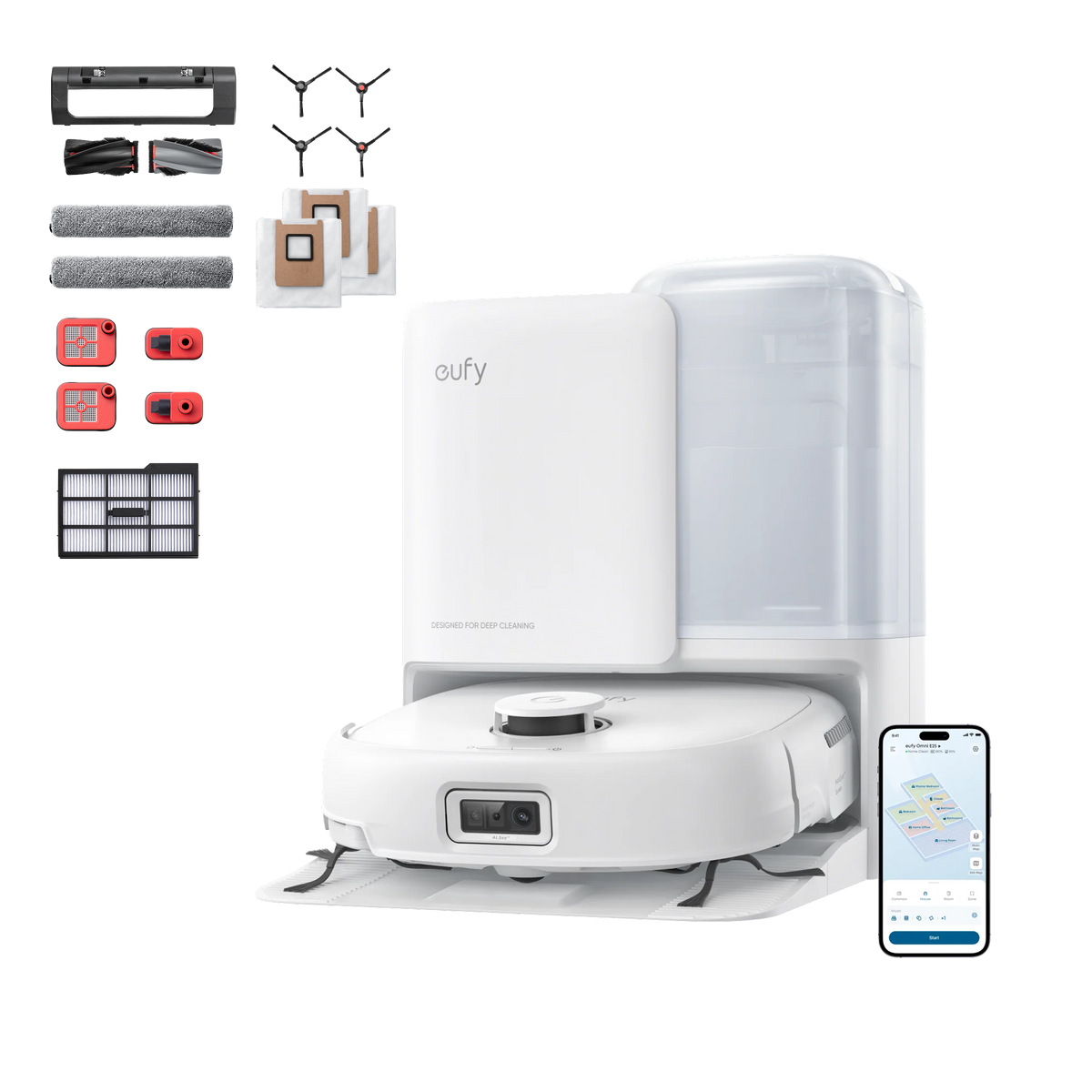 eufy Robot Vacuum Omni E25 White with Complete Accessory Kit