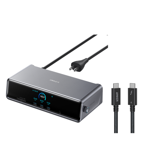 Anker Prime Docking Station (14-in-1, Triple Display, DisplayLink) with DL7400  + Thunderbolt 4 Cable USB C to USB C (3.3 ft, 40Gbps, 240W)