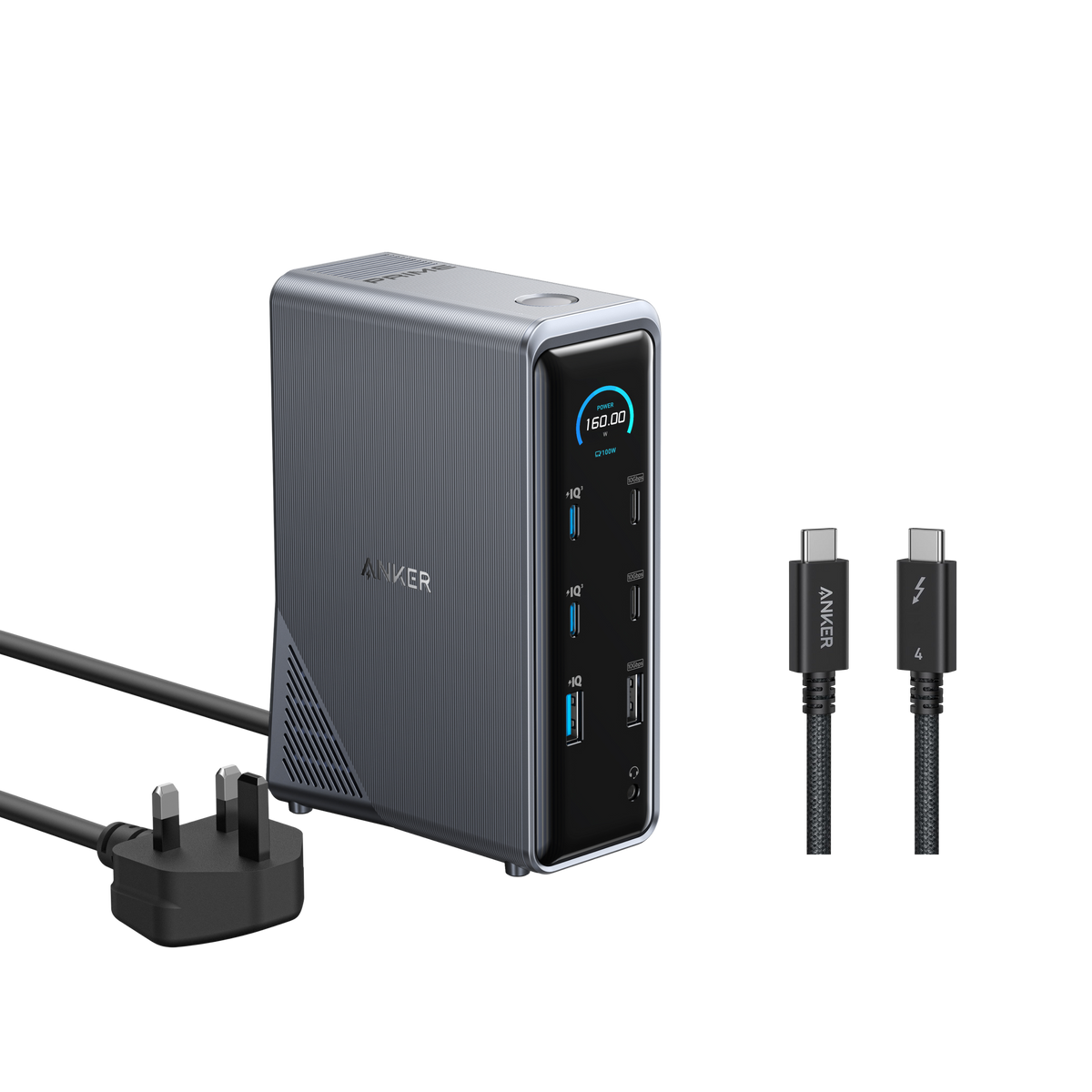 Anker Prime Charging Docking Station (14-in-1, Dual Display, 160W) + Thunderbolt 4 Cable USB C to USB C (3.3 ft, 40Gbps, 240W)