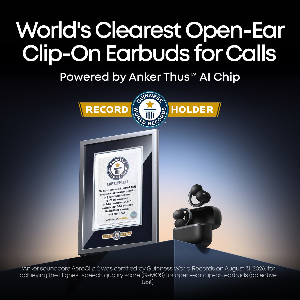 Anker soundcore AeroClip 2 |  Guinness-Certified Clip-On Earbuds for Clear Calls