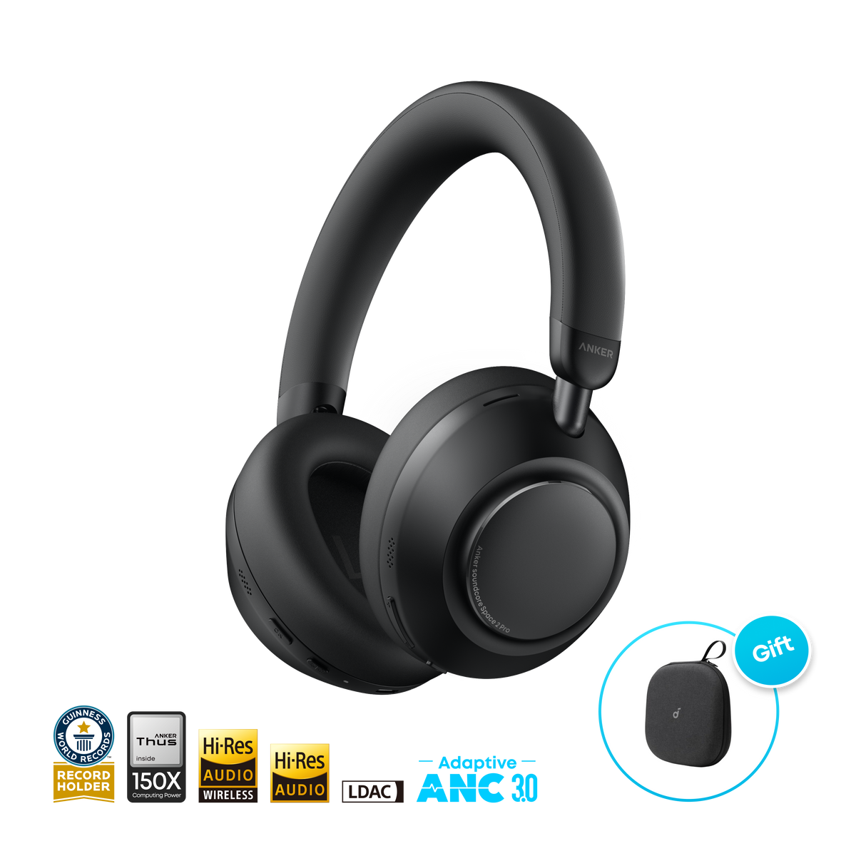 Anker soundcore Space 2 Pro | Over Ear Headphones with Thus™ AI for Clear Calls