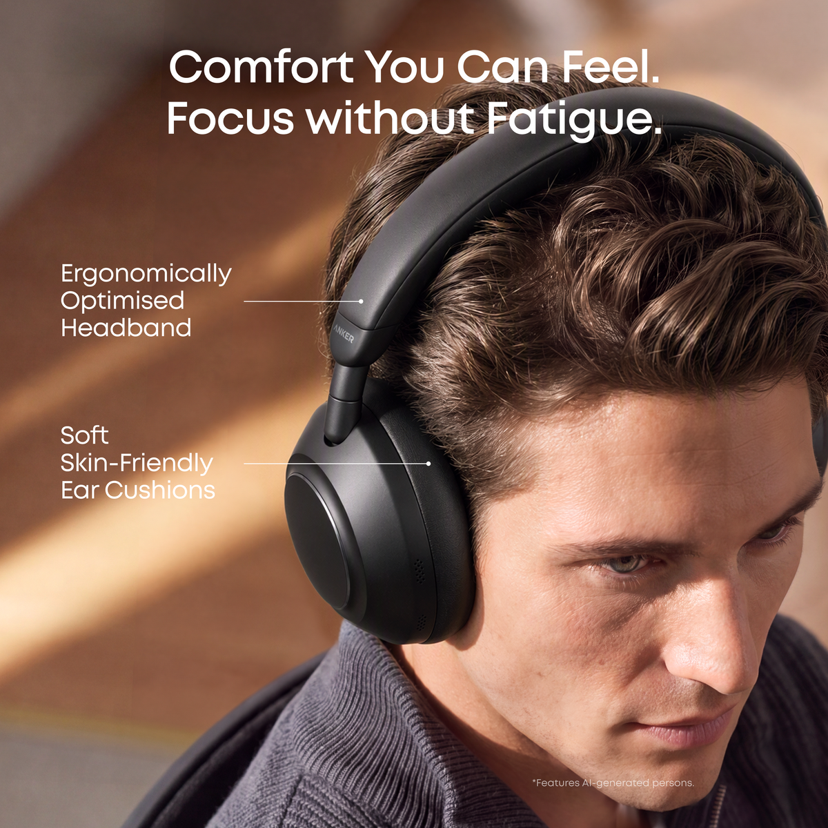 Anker soundcore Space 2 Pro | Over Ear Headphones with Thus™ AI for Clear Calls