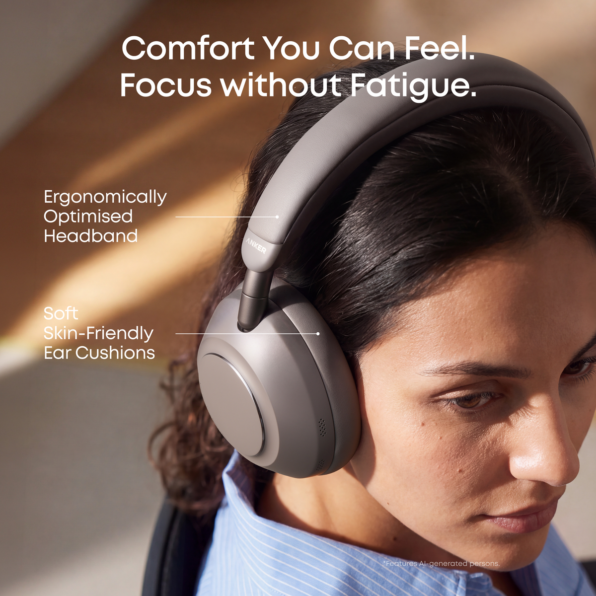 Anker soundcore Space 2 Pro | Over Ear Headphones with Thus™ AI for Clear Calls