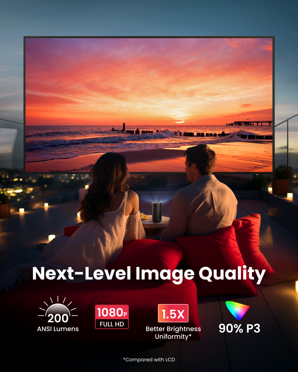 soundcore Nebula Capsule 3 | 1080p Google TV Mini Projector, Built-In Battery