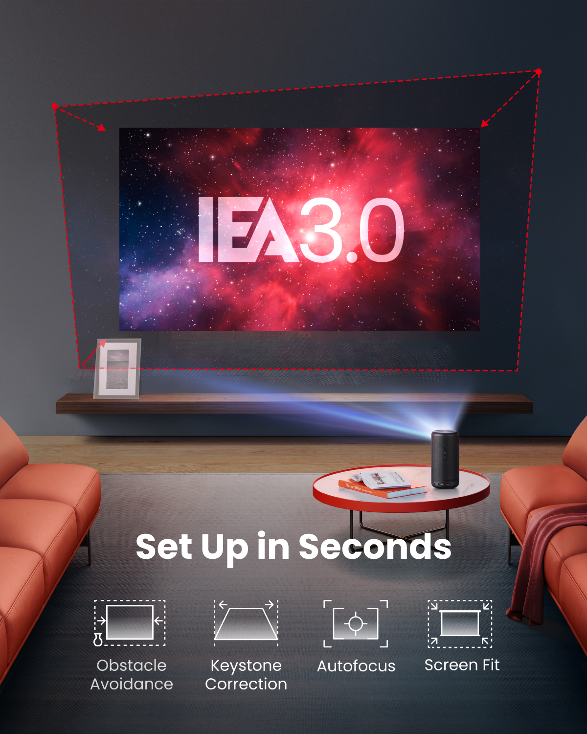 soundcore Nebula Capsule 3 | 1080p Google TV Mini Projector, Built-In Battery