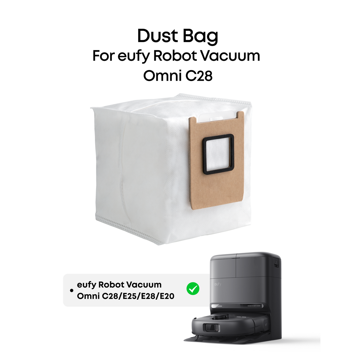 eufy Dust Bag, 3 pieces, 3L, Leak-Proof, Effective Filtration, Safe, Compatible with C28/E25/E28/E20/X12 pro