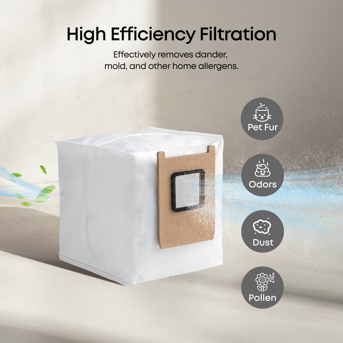 eufy Dust Bag, 3 pieces, 3L, Leak-Proof, Effective Filtration, Safe, Compatible with C28/E25/E28/E20/X12 pro