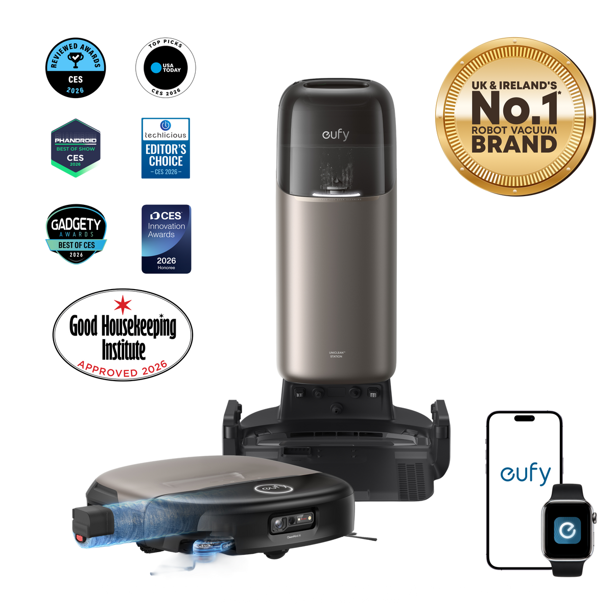 eufy Omni S2 Robot Vacuum & Mop Bundle with Bergamot & Lychee Fragrance, Deep Cleaning meets Long-Lasting Freshness