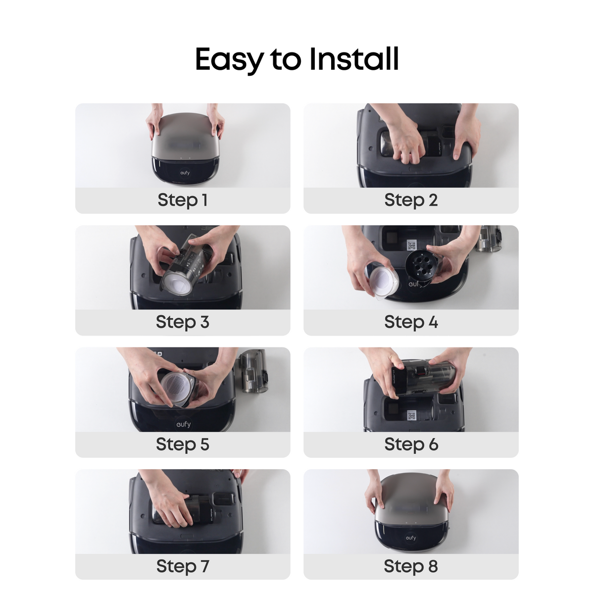 eufy S2 Replacement Accessory Kit, 2 Pairs of Side Brushes, 2 Filter Sets, 1 Roller Brush, 1 Brush Guard, 1 Dust Bag, 1 Roller Mop, 1 Water Tank Filter