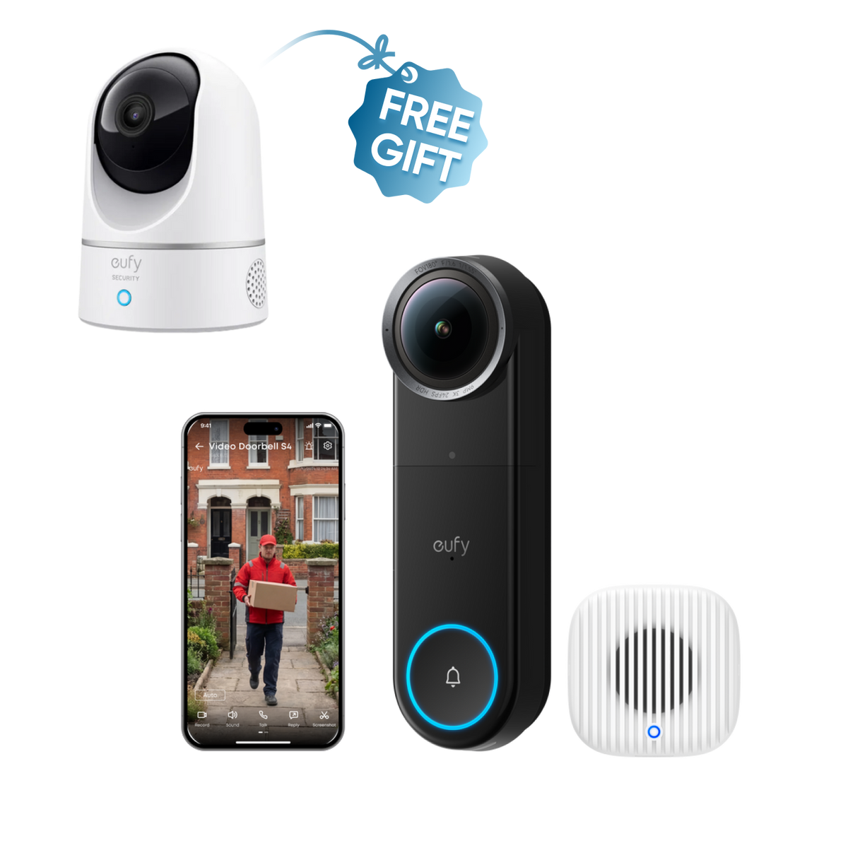 Anker eufy S4 Smart Video Doorbell with Chime 2 (Wired) with Free Indoor Cam E220
