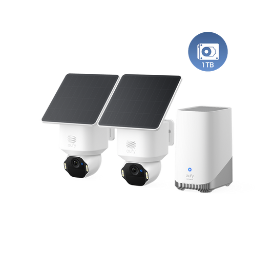 eufy Security SoloCam E42 2-Cam Kit (HomeBase S380) + 1 TB Hard Drive