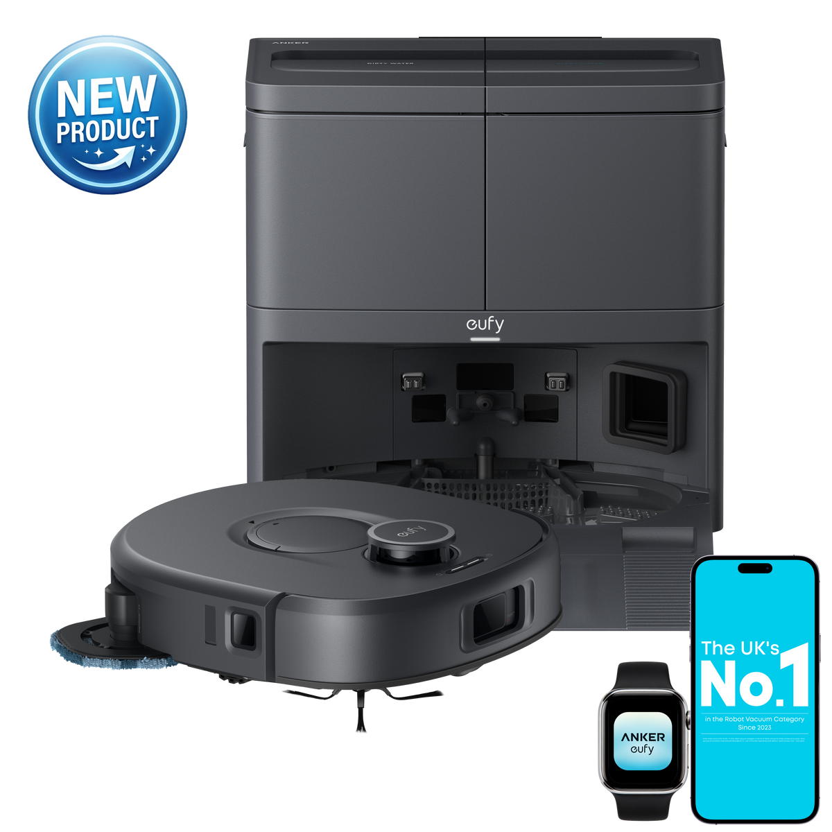 eufy C30 Edge Robot Vacuum and Mop Combo, 35,000 Pa, Edge-to-Edge Mop