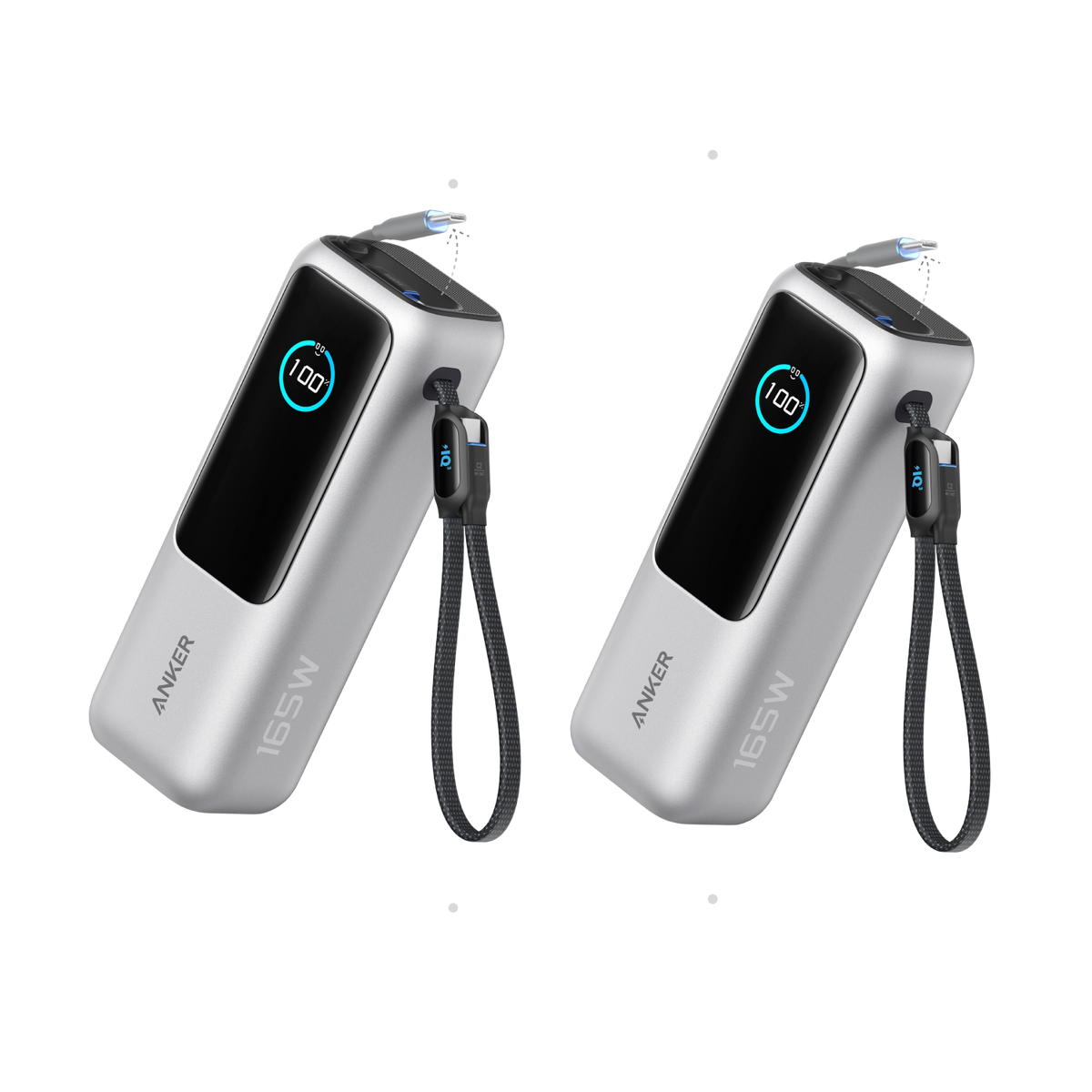 Anker Laptop Power Bank (25K, 165W, Built-In and Retractable Cables) ｜2-Pack