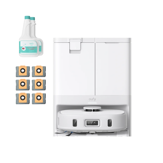 eufy X10 Pro Omni White with 2 Bottles of Floor Cleaning Solution and 6 Dust Bags