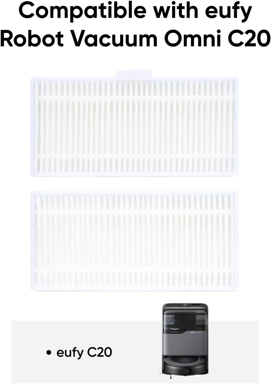 eufy 2 Replacement Washable Filter, Compatible with eufy Omni C20 Robot Vacuum Cleaners
