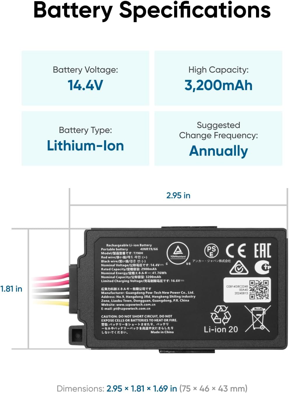 eufy RoboVac Battery, Compatible with C10 ＆ Omni C20